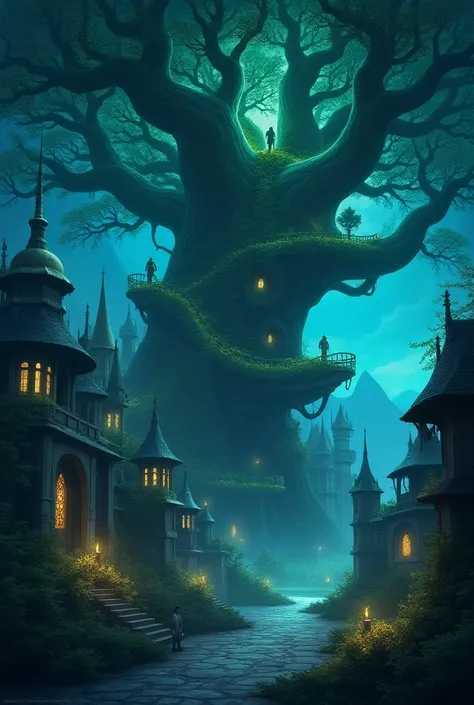 Dessine la ville de Darnassus dans la réalité, It shows the night elves and Teldrassil the world tree 