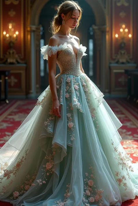 Big ball gown flaunting etheral unique colour and design 🏵️