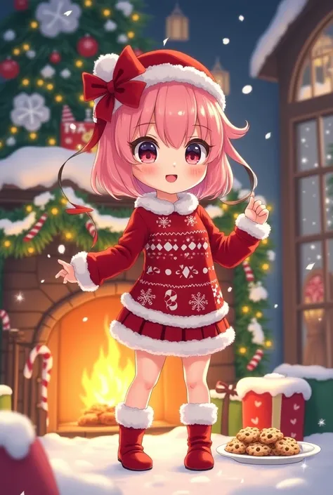 Natsuki from Ddlc in Christmas style