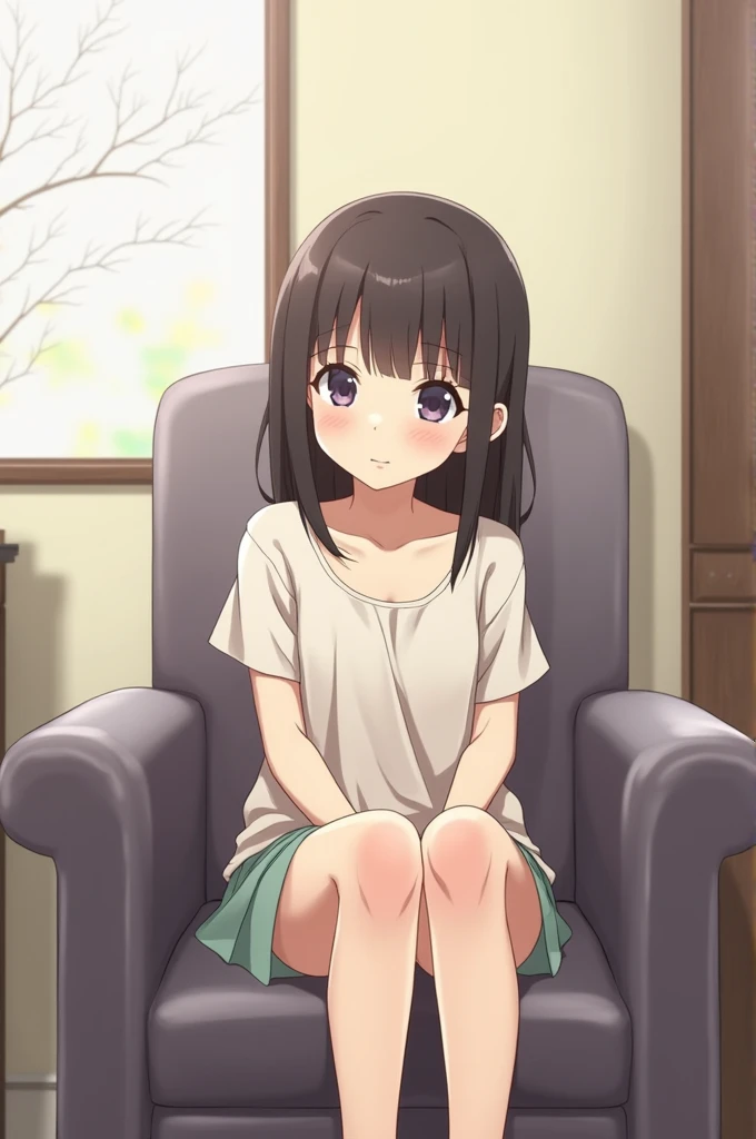 Anime girl sitting on a chaire