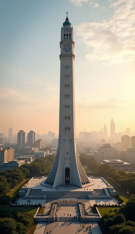 The National Monument tourist attraction is a proud monument in the city of Jakarta, morning time, UHD