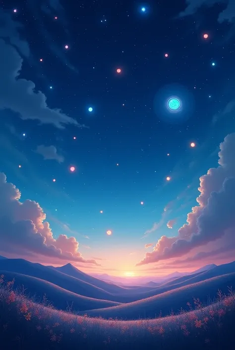  An image that refers to dreams , But dont have humans in it ,  and that is something happy with stars, etc