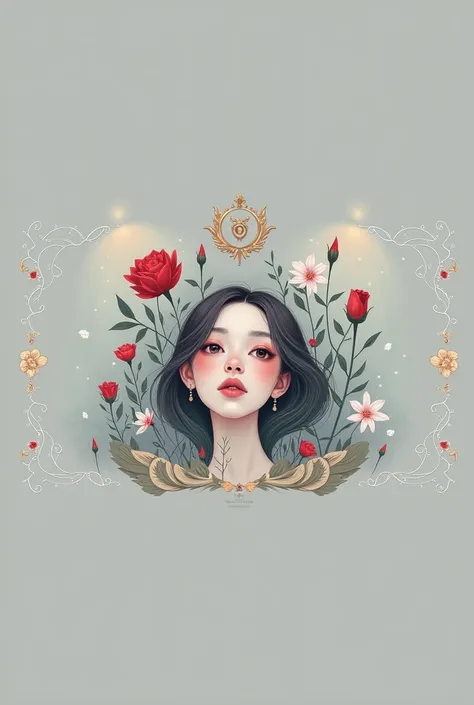 Exquisite details,  surreal atmosphere ,  ethereal beauty,  vibrant colors  ,  soft lighting, fantasy theme , mystical presence, Delicate Foliage ,  a beautiful red rose,  intricate patterns , Dream quality, Captivating gaze,  flat illustration 