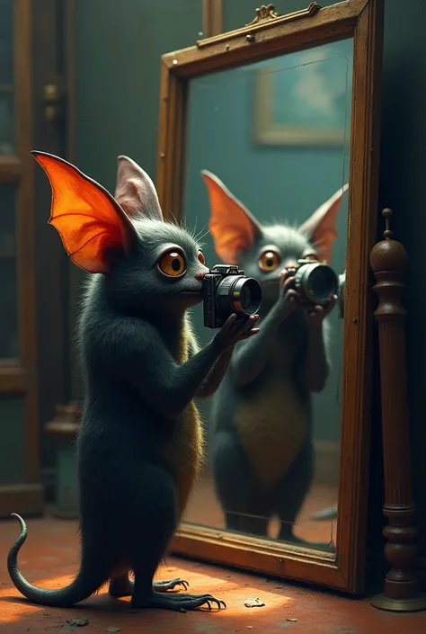 I want an image of a bat that takes pictures on a mirror s