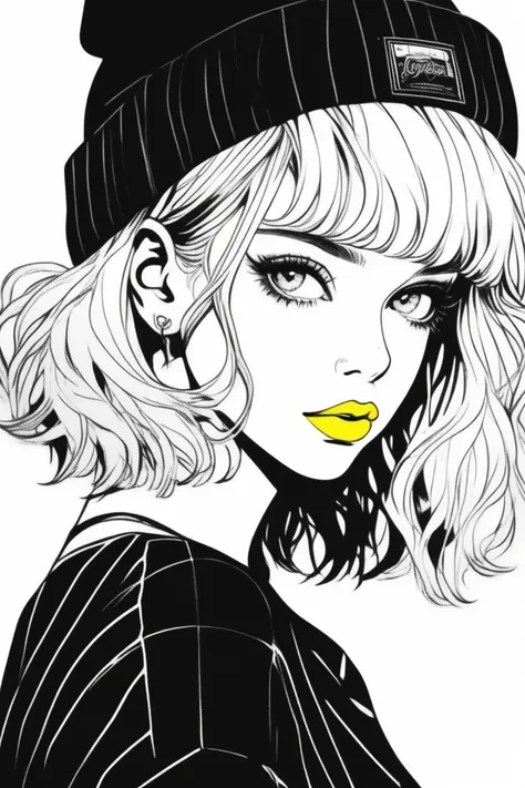 (Best quality, sketch: 1.2),
realistic,illustrator,animation,one 18 year old girl,detailed lips,jumper,custom,black and white gradient background,neon hair,texture trimming,canada,masterpiece,style retro classic,noir dark