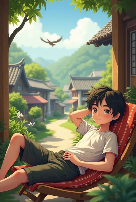 A lazy young man in a village 