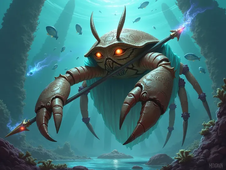  water，Anthropomorphic humanoid crab，Spears , Fantasy, magic，Wizards of the Coast LLC