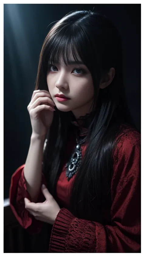 Red glowing eyes、 Detailed Occult Spells 、Black Magicの儀式、 Strong Curse 、 Dramatic Lighting 、 dark fantasy、 Dramatic Shadows 、 Moody Vibes 、Dark Art、Gothic、Chiaroscuro、 Dramatic Contrasts、Cinematic、Dark Tonal Palettes 、Black Magic、Unlucky、Unlucky、Premonitio...