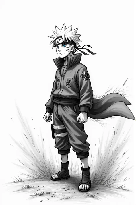 Naruto sketch in black and white colour 