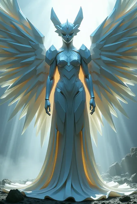  costume with a silhouette that spreads widely across multiple polygons, Heavy Angel 