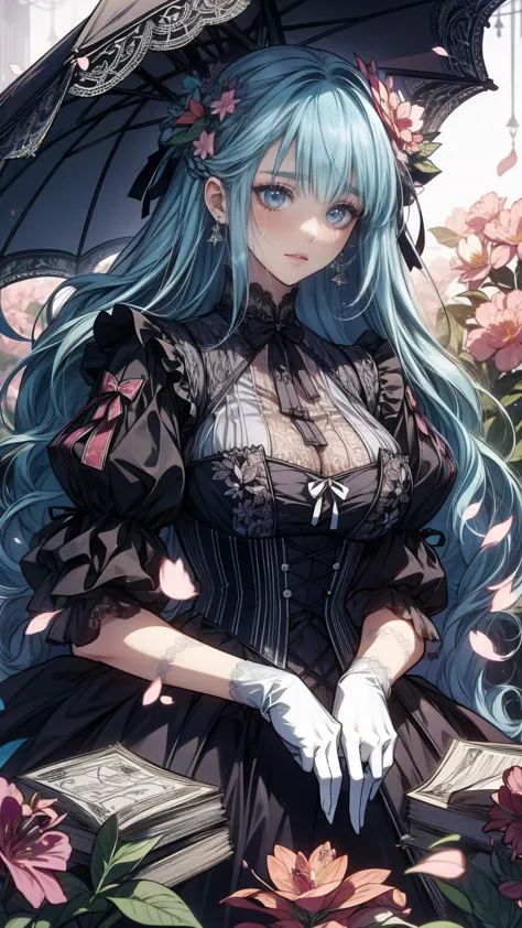 (masterpiece), (best quality),  victorian girl illustrations 、cute girl、anime、 1. **low fashion**:  victorian fashion is charact...