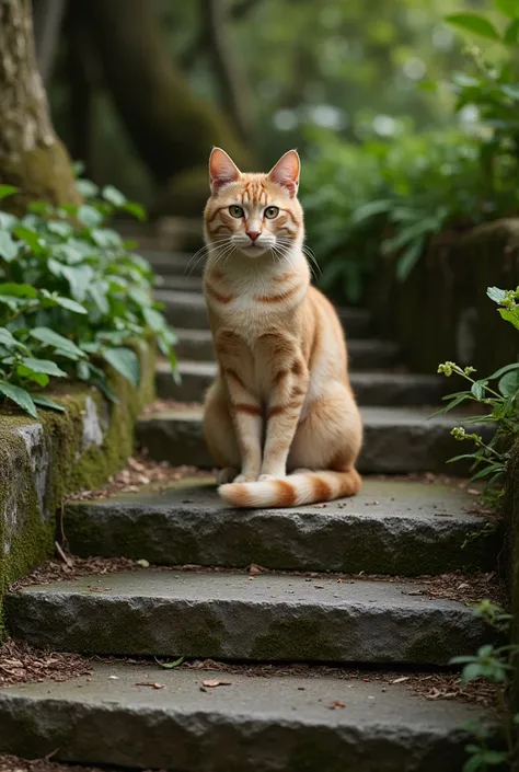 Cat on the Stone Steps