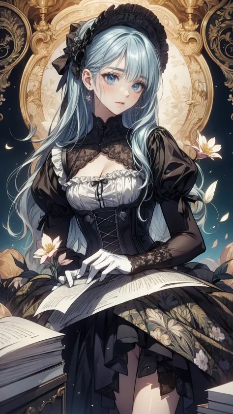 (masterpiece), (best quality),  victorian girl illustrations 、cute girl、anime、 1. **low fashion**:  victorian fashion is charact...