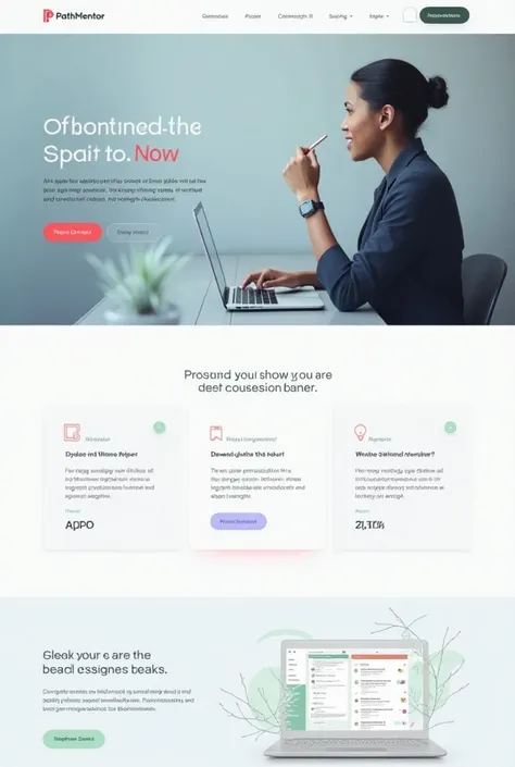 PATHMENTOR is an AI-based career  counseler create a picture of web site where write name of pathmentor and give the sesson box chatbot 