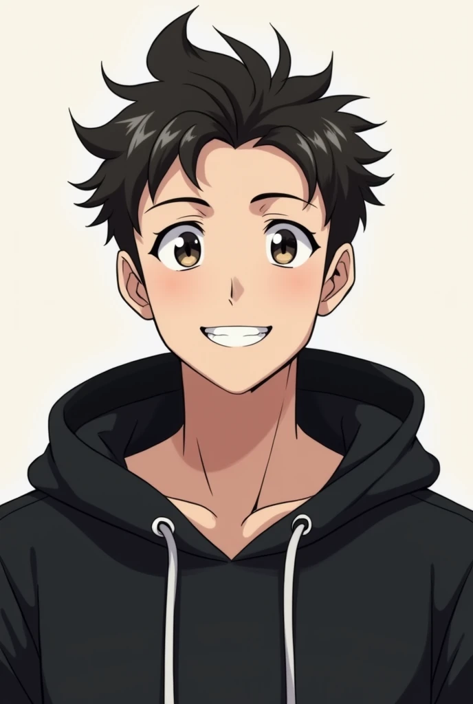 Solo, Smile, anime, male, Adult, Smile, black hoodie 
HD, High Quality, 