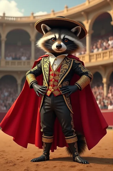 Racoon Matador with Red towel 