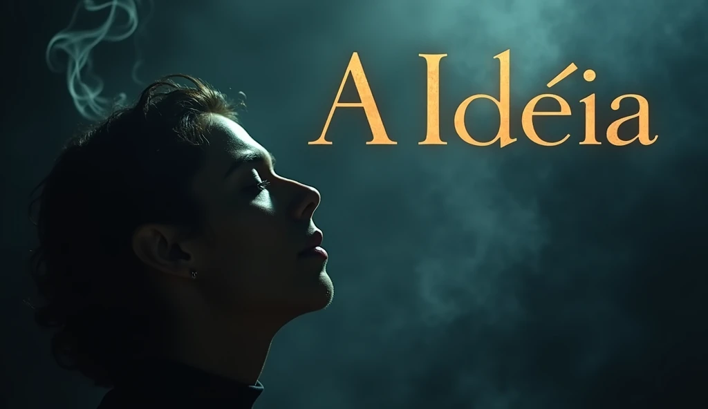 Create an atmospheric and visually engaging YouTube thumbnail for a music video featuring a Jazz and R&B fusion song based on the poem A Idéia by Augusto dos Anjos. The thumbnail should evoke a deep, moody, and introspective vibe, with a sophisticated, sli...