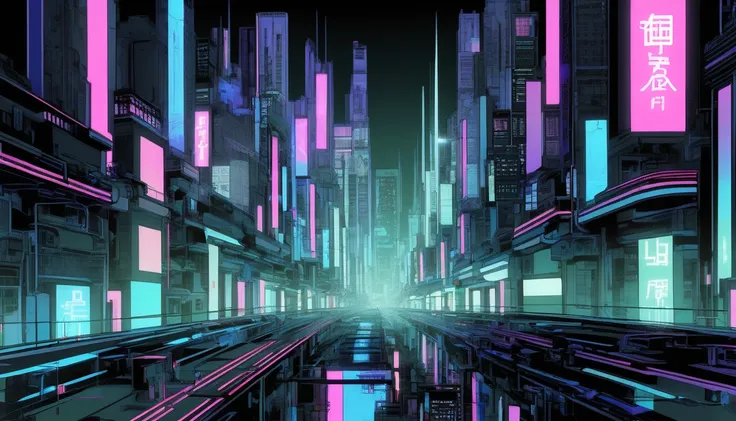 ral-opal, meahophontron, ciberpunk, SIMETRICO, (ARTE FUTURISTA ABSTRACTO) tokyo city, night