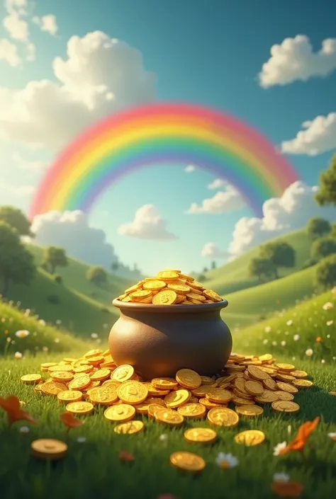 gold coins at the end of the rainbow 