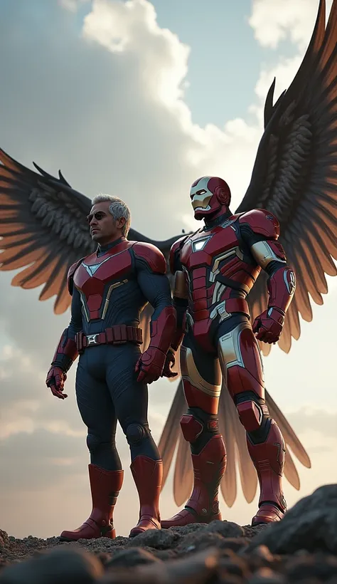 Create an image of the falcon and war machine side by side 