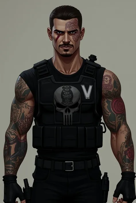 Appearance:
Age:  38 years
Height : 1,88m
Body : strong and muscular,  with military tattoos scattered across his arm and back ,  representing past battles and symbols of his loss  ( like a skull with a snake ,  in honor of his daughter ).
It lasts:  He we...