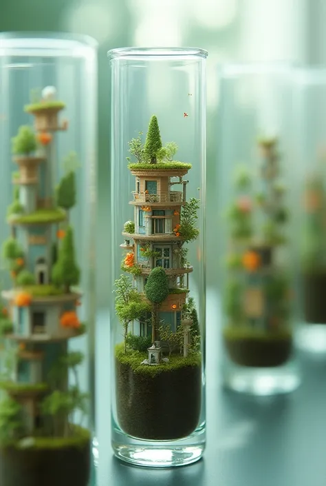 Micro Matter: Vertical Dwellings Inside Glass Test Tubes by Rosa de Jong