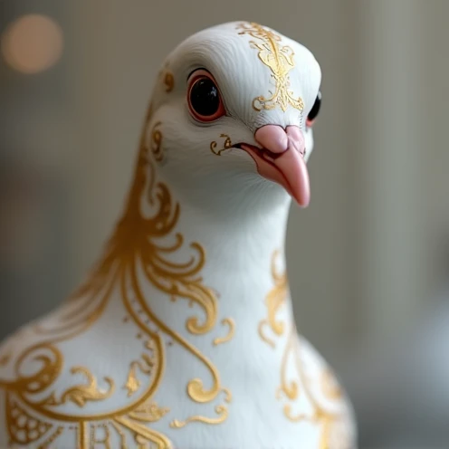 Picture of a gold-decorated pigeon more realistic than Disney