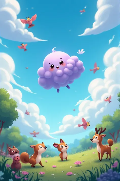  The Adventures of Purple , The Little Cloud :  Purple is a curious cloud ,  that explores the world from above .  On her travels she meets various animals and learns, how important it is,  to help others .