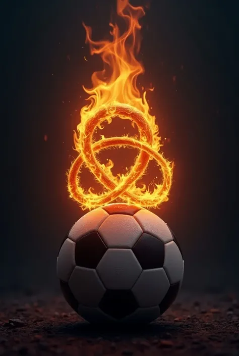 Infinity logo with flame on top of soccer ball