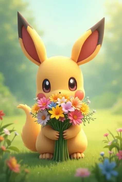 Shyamin Pokemon with bouquet