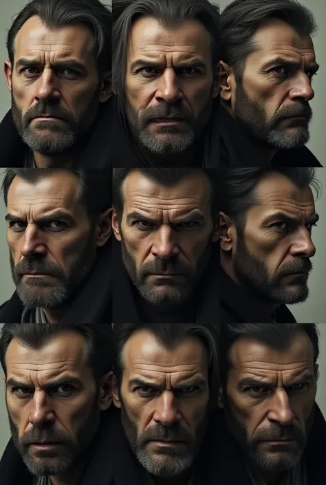 6 faces human dangerous  man pic with different emotions