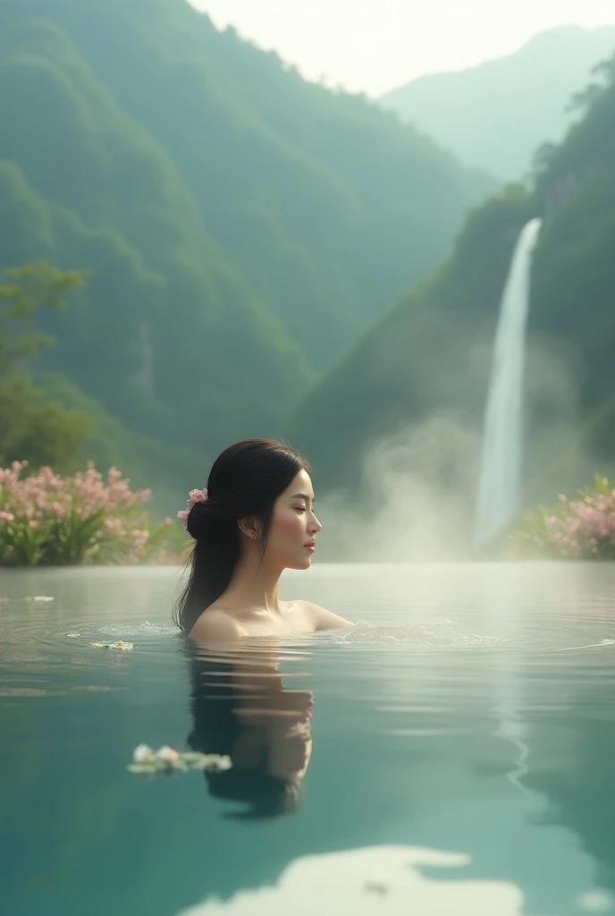 Lady in hot spring