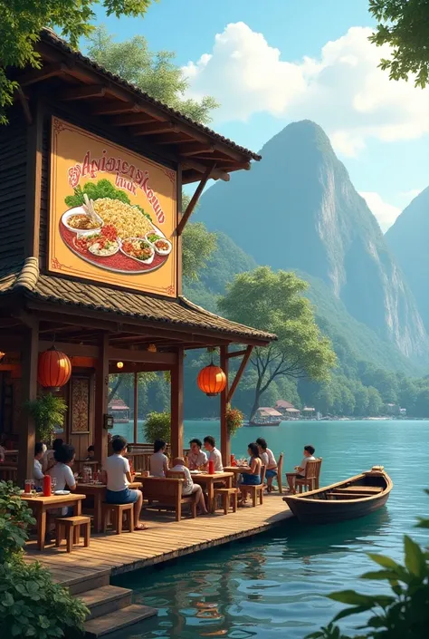 lakeside restaurant with NasiGOSIP INAK SENDUK poster