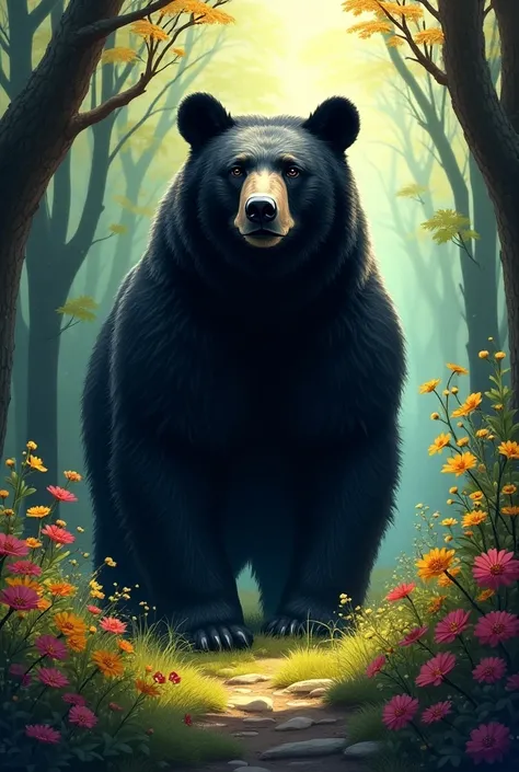 
	17.	 “Black bear in contrast to a colorful and vibrant forest, capturing the visual importance of the animal in its environment .”