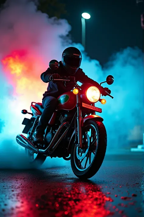 Bajaj platina 125 burnout with indian flag neon lights