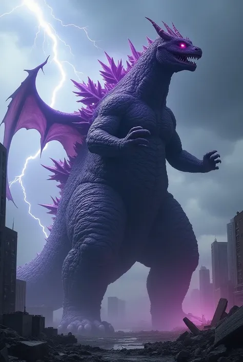 Monster fusion godzilla with purple dragon