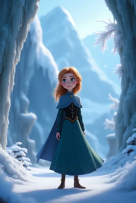 Create a retrospective image on the theme of the movie FROZEN for a  named Analu 

In landscape 