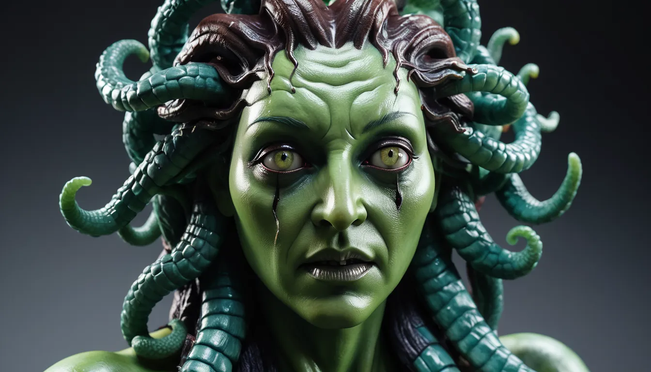 medusa, scary, frightening,  acidzlime gloomy, yinan, subsurface scattering, ultra hd, 4k, high def, photorealistic, hyperrealis...