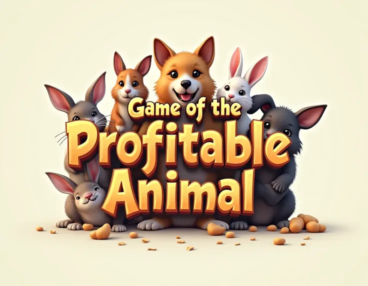 I want a logo written by Game of the Profitable Animal ,  and in the background several very realistic kneading animals