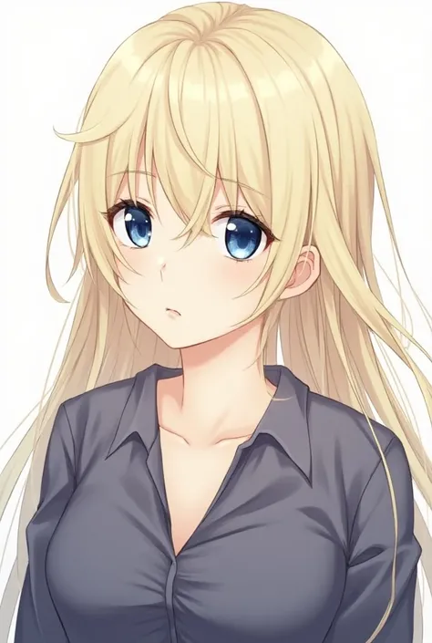 Alone,  high resolution image, blue eyes, Blonde hair, Closed mouth,  high resolution image,  best quality , Necessary, detail, Blonde hair,  plain background,  Anime style, anime, 