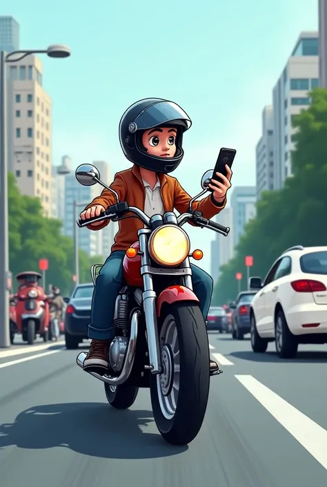 Un motocycliste utiliser son téléphone en circulation en image clipart 
