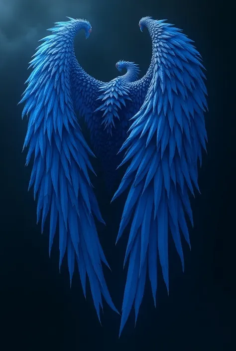 Blue wing of devil with the text 