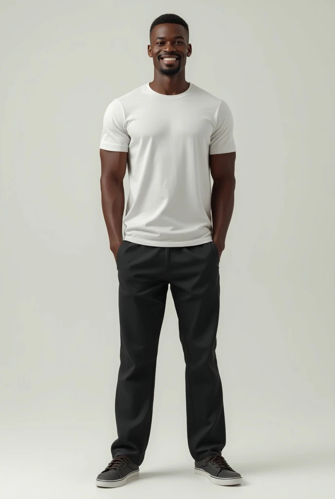 Full body black man in pants and t-shirt