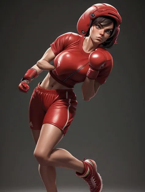 bob woman Boxer, full body, background simple