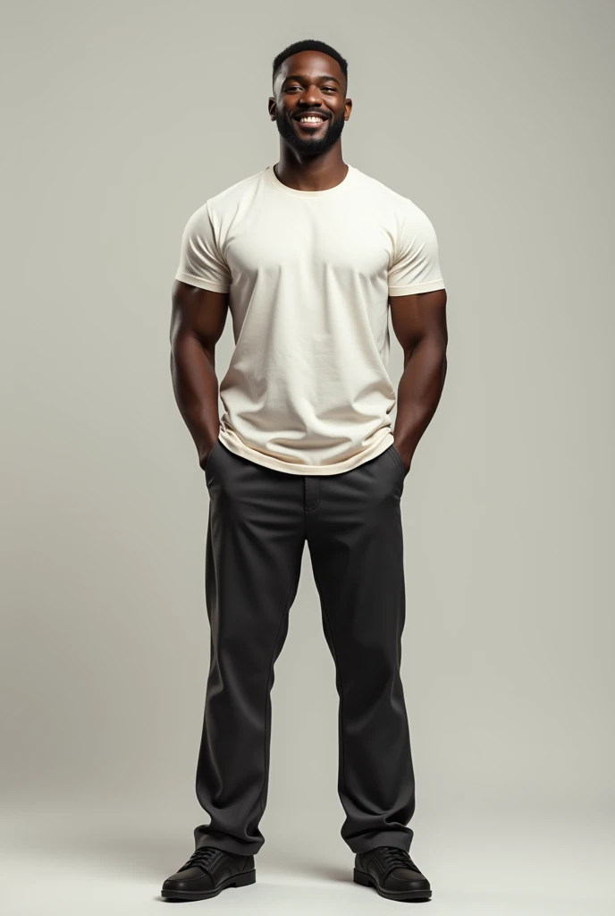 Full body black man in pants and t-shirt