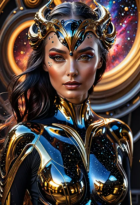 intricate high detail masterpiece 4k,8k,highres,masterpiece:1.2),ultra-detailed,(realistic,photorealistic,photo-realistic:1.37) 4k,8k,highres,masterpiece:1.2),ultra-detailed,(body formed by galactic liquid mauevine and black metallic paint twisting into a ...