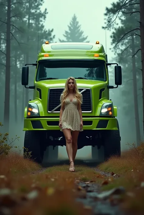 RAW photo,(a (lime  :1.15)   truck stilts forest ,high speed, thunderstorm ,autumn), masterpiece,   awarded photo  , lighting,   perfect composition  ,   high detail  ,   hyperrealistic  ,dramatic lighting,   epic on the road
Volvo truck 

1 girl  ,   long...