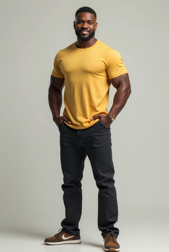 Full body black man in pants and t-shirt