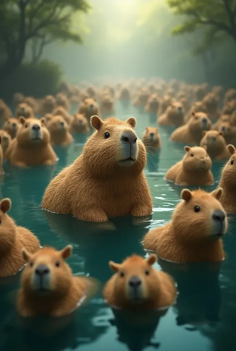 Intensely flooded with capybaras