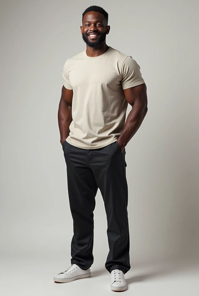 Full body black man in pants and t-shirt